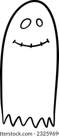 Ghost character halloween holiday doodle linear cartoon coloring book