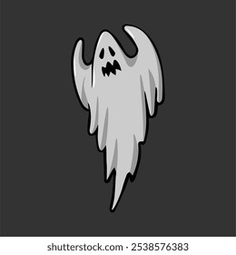 Geisterzeichen. Halloween-Geist. Magischer Gruselgeist. Halloween Schwebende Phantom. Nette lustige glückliche Geist-Ikone. Halloween Phantom Design Vektorgrafik. Halloween-Werbeplakat. Flacher Stil