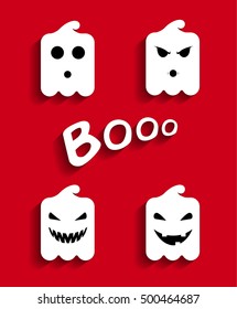 Ghost character halloween vector icon set.