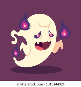 ghost character for happy halloween vector illustration design