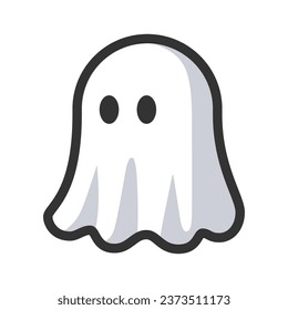 Ghost character icon. Happy Halloween holiday. Cute spooky ghost logo, creepy elements for web. Flat style icon for web design. Vector illustration.