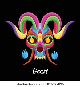 Ghost character illustration with colorful drawing or wpap style. for printing t-shirts, poster and mechandise. vector eps10