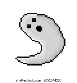 Ghost character pixel art. Vector illustration.