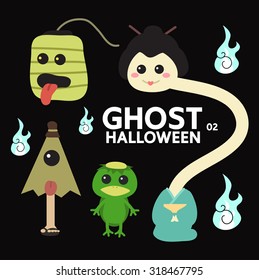 ghost character set for Halloween, cute minimal flat design