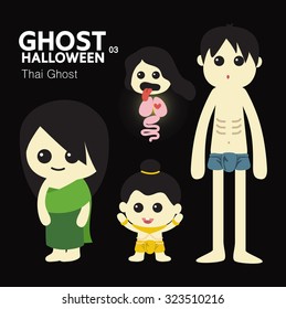 ghost character set for Halloween, cute minimal flat design