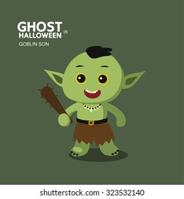 ghost character set for Halloween, cute minimal flat design, goblin son monster.