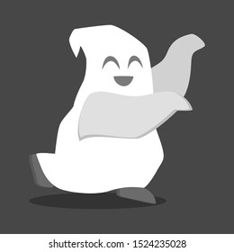Ghost character. Spooky halloween silhouette. Horror costume. Creepy character, mystery shape. Vector illustration in cartoon style