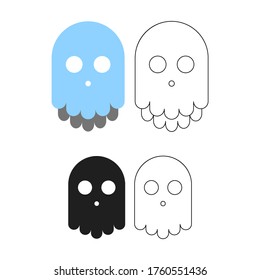 ilustración de icono de conjunto de vectores de caracteres fantasma aislado en fondo blanco