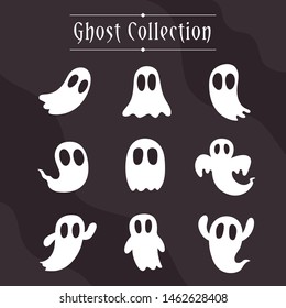 Ghost Collection for Halloween. Halloween Elements Editable for flyer or invitation card. Cute Illustration. Vector EPS 10.