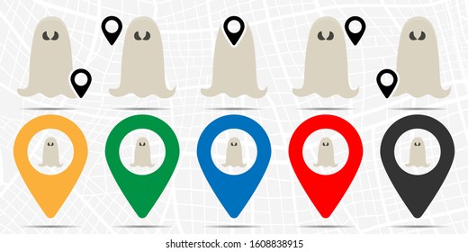 Ghost color icon in location set. Simple glyph, flat illustration element of halloween theme icons