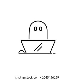 ghost at the computer icon. Element of ghost elements illustration. Thin line  illustration for website design and development, app development. Premium icon on white background