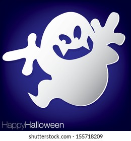 Ghost concave Halloween card in vector format.