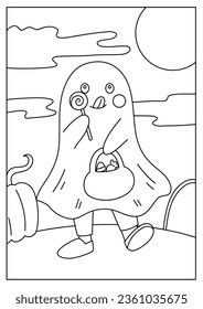 ghost costume halloween coloring page
