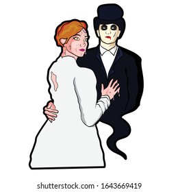 Ghost couple with scary faces