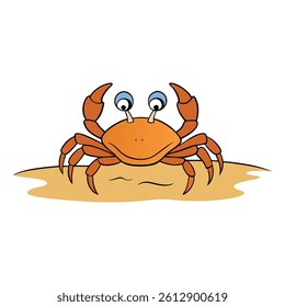A ghost crab on the beach scuttles quickly across the sand, blending with its surroundings. Its pale, translucent body allows it to easily disappear into the shoreline.