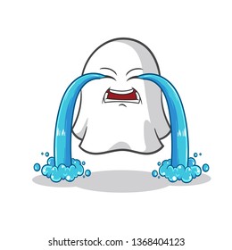 ghost crying mascot vector cartoon illustration
