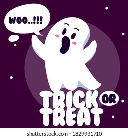 Ghost cute mascot halloween  very expressive for horror moment