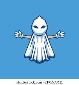 Ghost cute mascot illustration with premium quality stock vector
