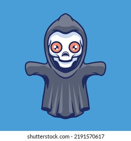 Ilustración de mascota linda fantasma con vector de stock de calidad superior