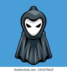 Ilustración de mascota linda fantasma con vector de stock de calidad superior