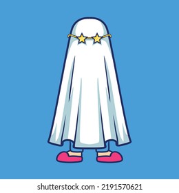 Ilustración de mascota linda fantasma con vector de stock de calidad superior