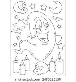 ghost cute monster coloring book page for kids or grown adults coloring book mindful relaxation activity