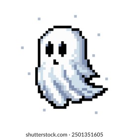 Ghost. Cute ghost pixel icon. Arcade game icon. 8-bit character. Abstract Halloween character.