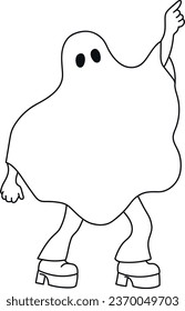 Ghost dancing Disco isolated on white background. Hand drawn art. Vector illustration