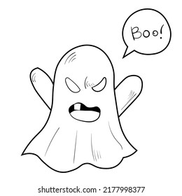 Ilustración del dispositivo fantasma. Icono vectorial de Halloween espeluznante. Arte de línea negra con fondo blanco.