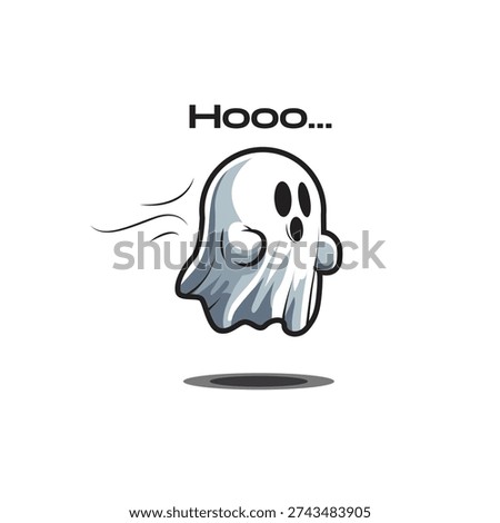 Ghost decoration with open mouth saying hooo. Suitable for seasonal designs, spooky event promotions, and ghostthemed content creation.