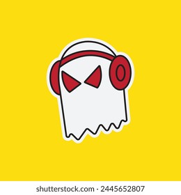 Ghost Design Using Headphones with a Blend of Hip Hop and Cool Background.Designs Concept for T-shirts, Tattoos, Stickers, Gaming Logos or Posters