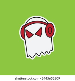 Ghost Design Using Headphones with a Blend of Hip Hop and Cool Background.Designs Concept for T-shirts, Tattoos, Stickers, Gaming Logos or Posters