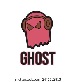 Ghost Design Using Headphones with a Blend of Hip Hop and Cool Background.Designs Concept for T-shirts, Tattoos, Stickers, Gaming Logos or Posters