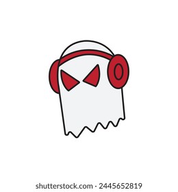 Ghost Design Using Headphones with a Blend of Hip Hop and Cool Background.Designs Concept for T-shirts, Tattoos, Stickers, Gaming Logos or Posters