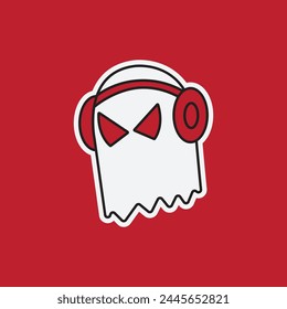 Ghost Design Using Headphones with a Blend of Hip Hop and Cool Background.Designs Concept for T-shirts, Tattoos, Stickers, Gaming Logos or Posters