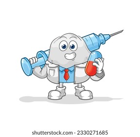 the ghost doctor holding medichine and injection