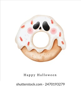 ghost donut illustration horror for Halloween element decoration