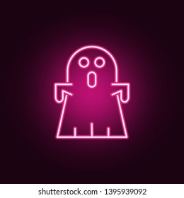 Ghost doodle cartoon character halloween neon icon. Elements of Halloween set. Simple icon for websites, web design, mobile app, info graphics