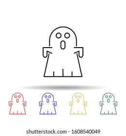 ghost doodle cartoon character halloween multi color style icon. simple thin line, outline vector of halloween icons for ui and ux, website or mobile application