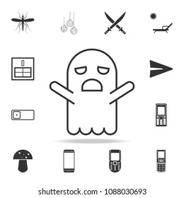 Ghost doodle cartoon character icon. Detailed set of web icons and signs. Premium graphic design. One of the collection icons for websites, web design, mobile app on white background