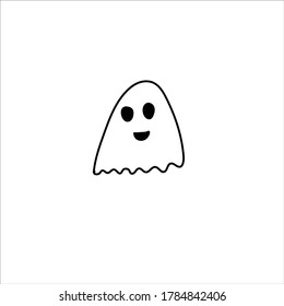 Ghost doodle, cartoon character, vector, Halloween, isolated illustration on white background, coloring.