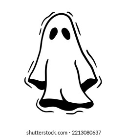 Ghost doodle character illustration design vector.