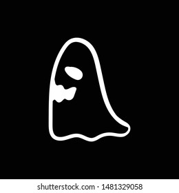 ghost doodle flat black icon vector 