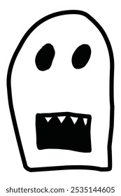 Ícone de doodle fantasma cor do vetor preto