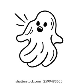 Ghost doodle icon with white background vector stock illustration