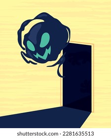 escena aterradora de fantasmas en la puerta