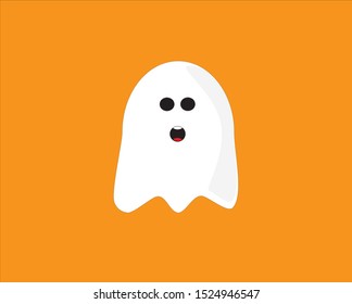 ghost drawing artwork orange background ideal for halloween