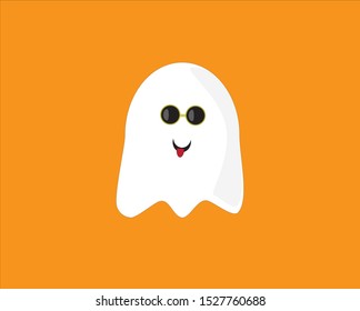 ghost drawing artwork orange background ideal for halloween