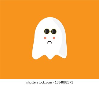 ghost drawing artwork orange background ideal for halloween
