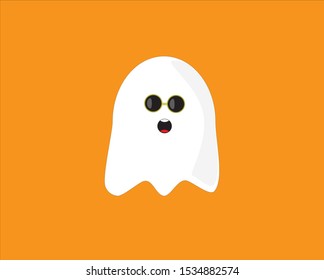 ghost drawing artwork orange background ideal for halloween